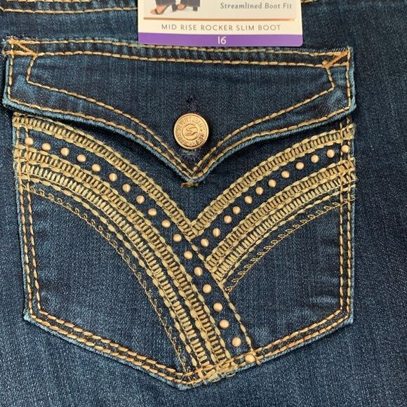 NTW Seven7 Women’s Embellished Slim Boot Mid Rise Rocker Denim Size 16 - Picture 7 of 10